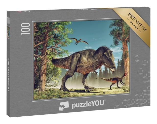 Puzzle 100 Teile „3D-Rendering: Dinosaurier“