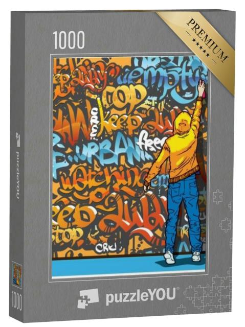 Puzzle 1000 Teile „Illustration: Junger Mann beim Graffiti-sprühen“