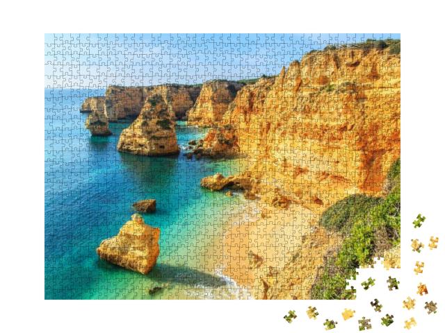 Puzzle 1000 Teile „Blick auf Praia da Rocha in Portimao, Algarve, Portugal“