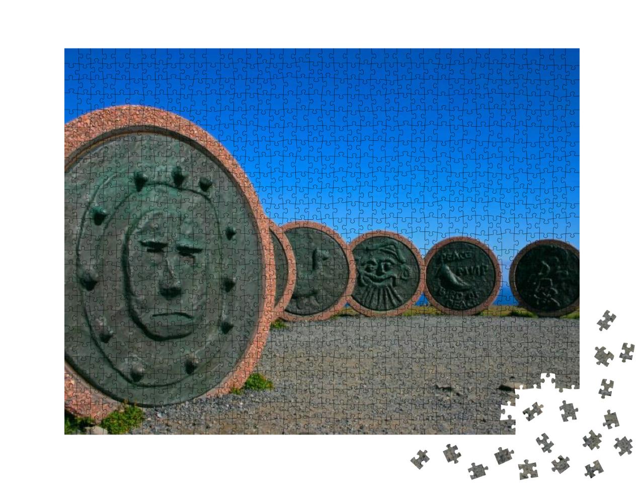 Puzzle 1000 Teile „Denkmal der Kinder der Welt, Nordkap, Norwegen“