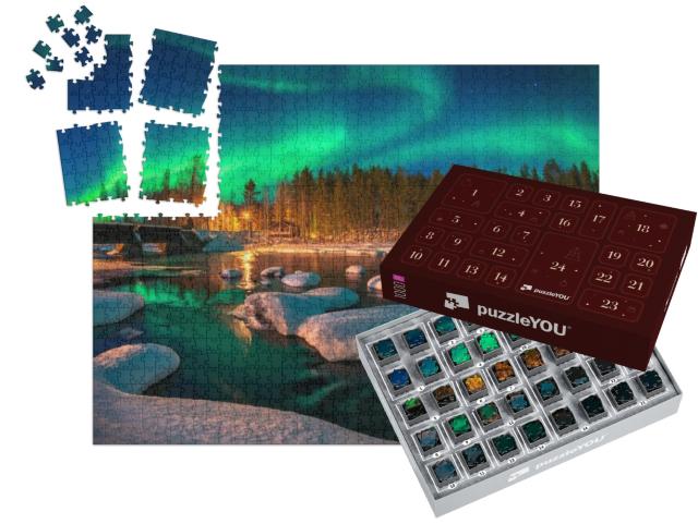 Puzzle-Adventskalender „Aurora borealis: Nordlicht“