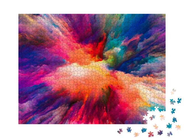 Puzzle 1000 Teile „Serie Color Splash, fraktale Farbe und reiche Textur“