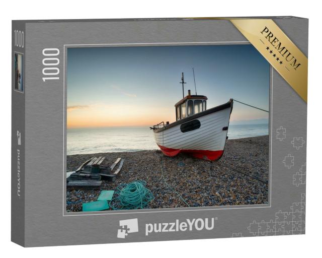 Puzzle 1000 Teile „Fischerboot am Strand von Dungeness, Küste von Kent“
