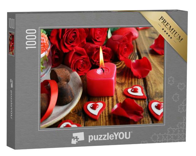 Puzzle 1000 Teile „Rosen und Pralinen zum Valentinstag“