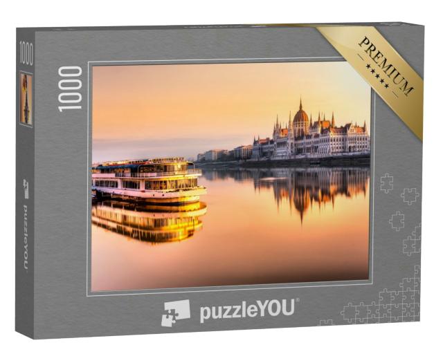 Puzzle 1000 Teile „Blick auf das Budapester Parlament bei Sonnenaufgang, Ungarn“