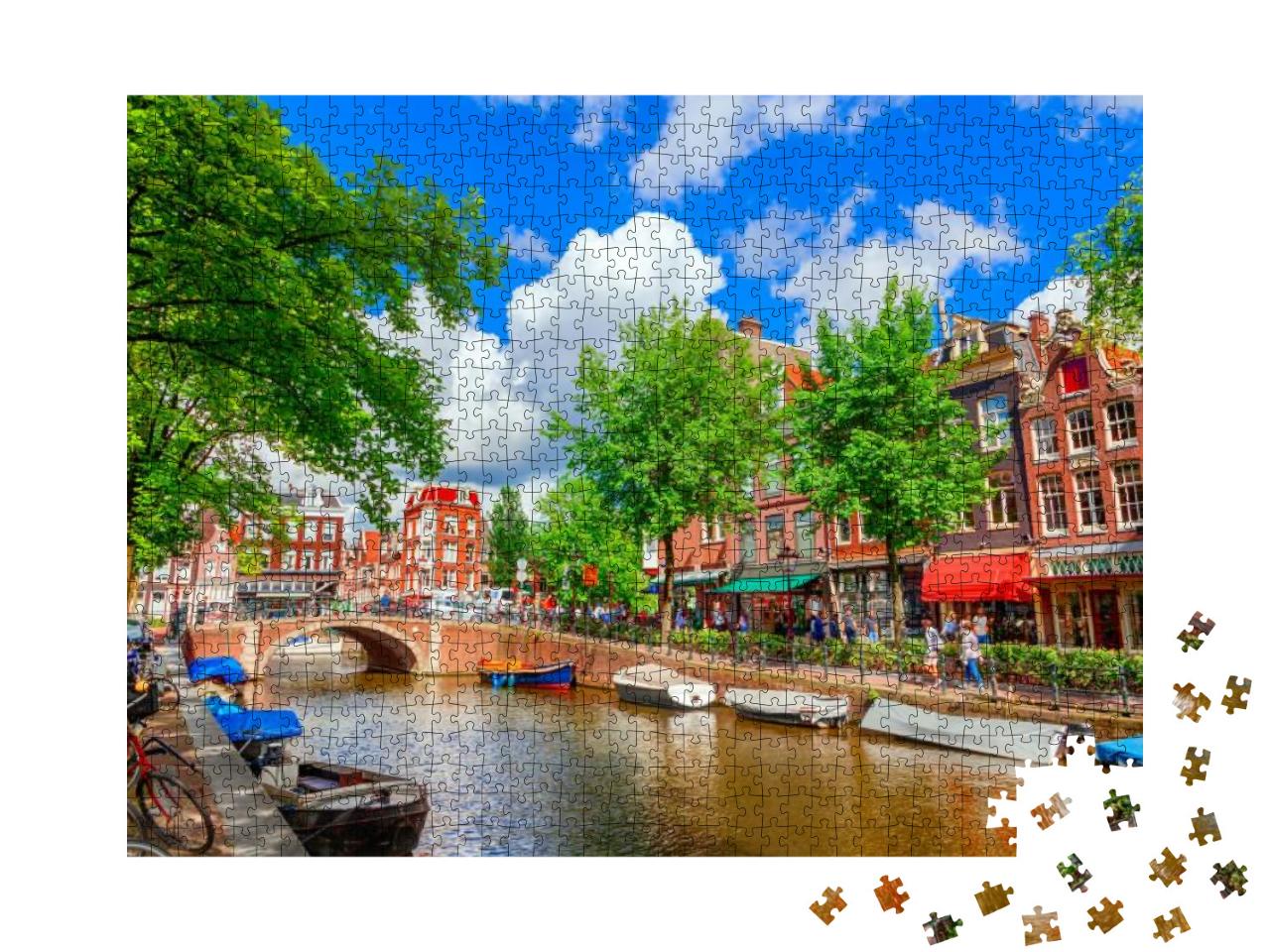 Puzzle 1000 Teile „Gracht in Amsterdam, Niederlande“