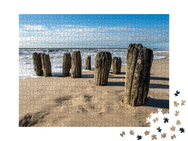 Puzzle 1000 Teile „Alte Holzbuhne an der Nordsee“