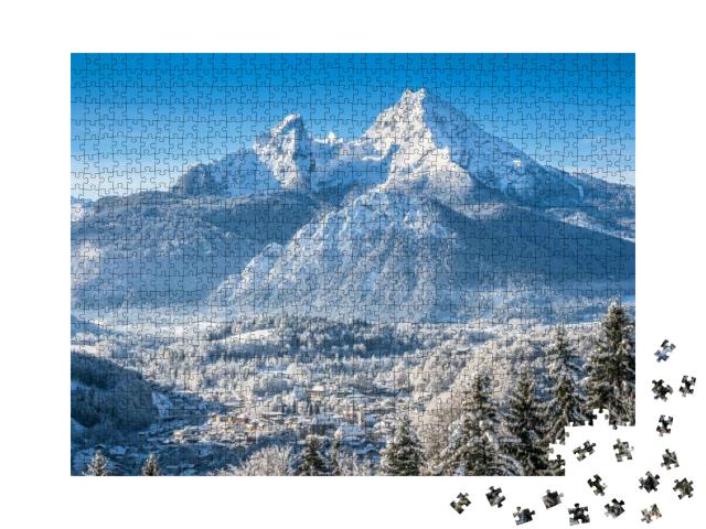 Puzzle 1000 Teile „Berchtesgaden und Watzmann-Massiv im Winter“