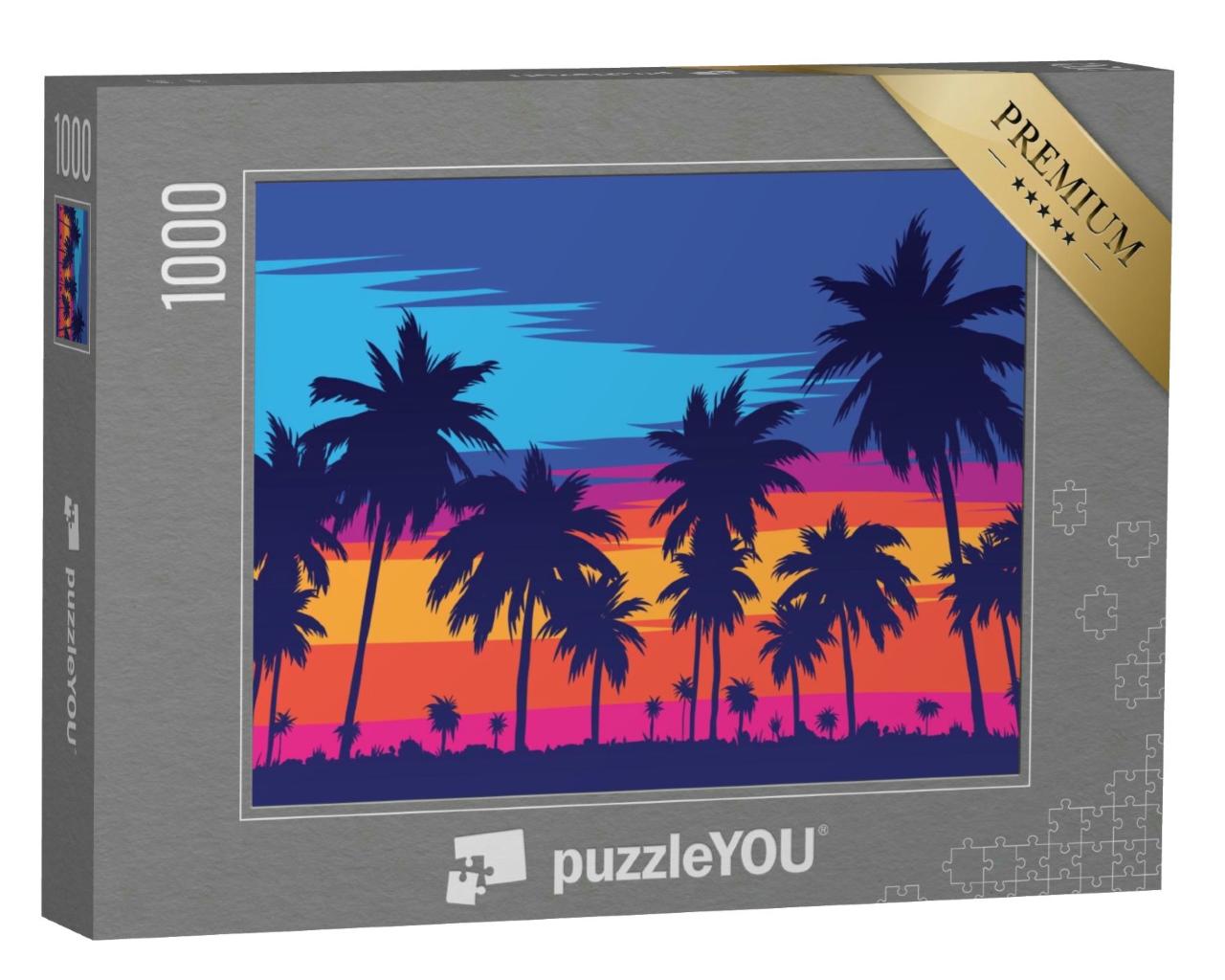 Puzzle 1000 Teile „Illustration: Ein Abend am Palmenstrand“