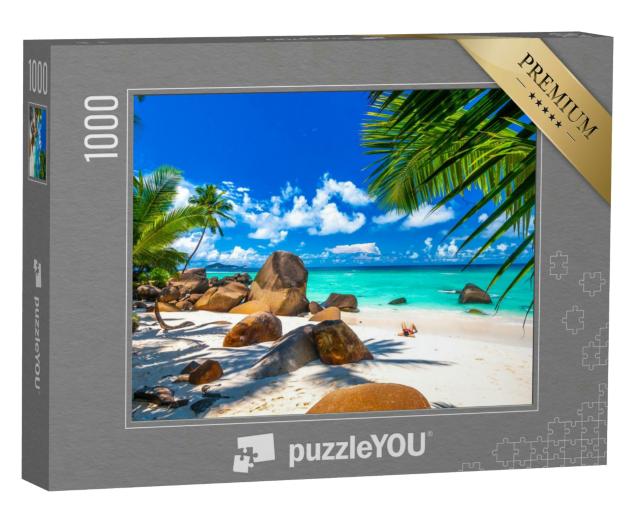 Puzzle 1000 Teile „Typischer Strand auf den Seychellen mit Granitfelsen“