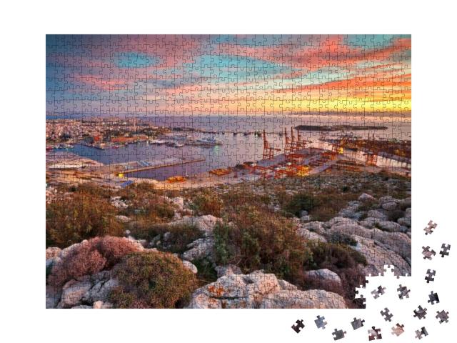Puzzle 1000 Teile „Blick auf den Hafen von Piräus in Athen, Griechenland“
