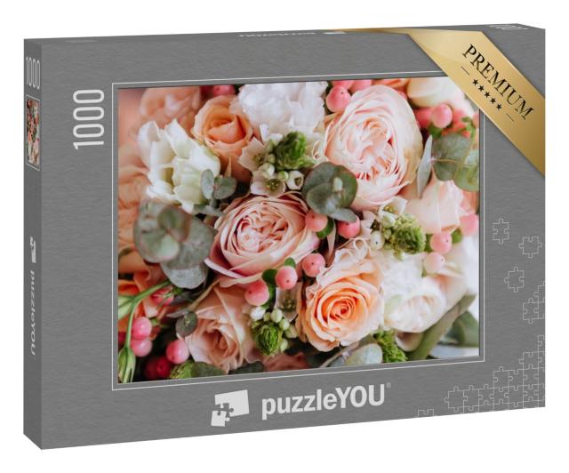 Puzzle 1000 Teile „Hochzeitsblumen, Brautstrauß in Großaufnahme“