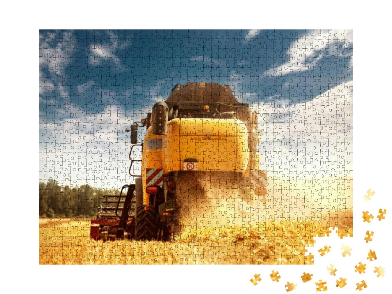 Puzzle 1000 Teile „Erntemaschine bei der Arbeit mit Strohstaub“