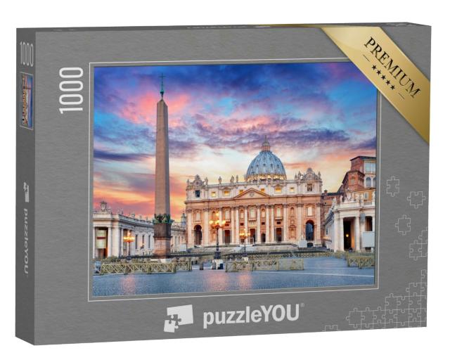 Puzzle 1000 Teile „Sonnenaufgang über dem Petersdom, Vatikanstadt, Rom“