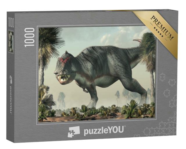 Puzzle 1000 Teile „Ein grauer Tyrannosaurus rex, 3D-Illustration“