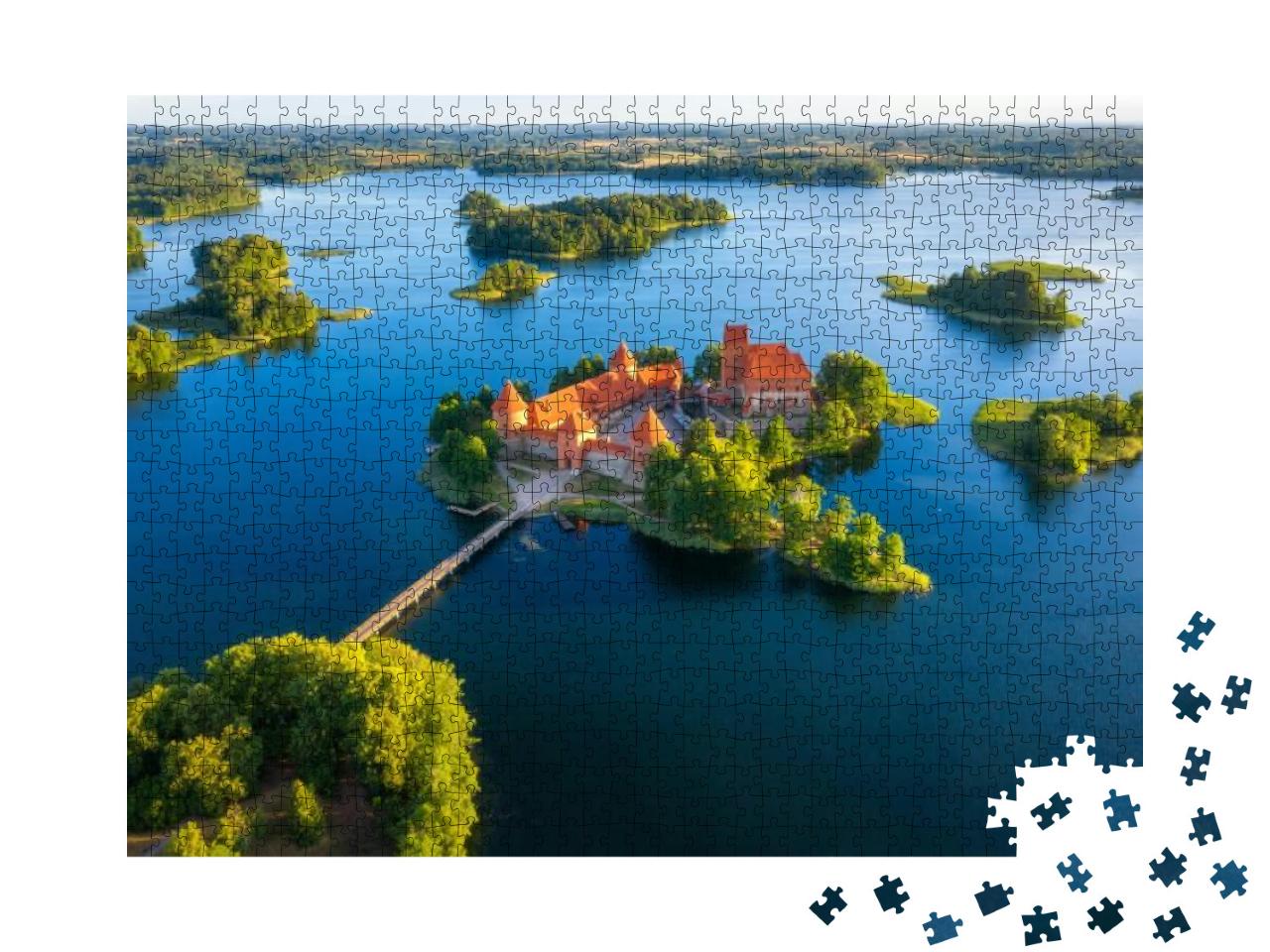 Puzzle 1000 Teile „Luftaufnahme der Burg Trakai, Litauen“
