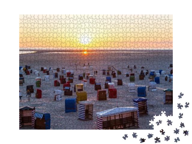 Puzzle 1000 Teile „Strandkörbe am Strand von Borkum“