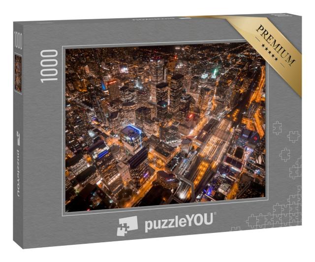 Puzzle 1000 Teile „Atemberaubende Luftaufnahme der Stadt Toronto bei Nacht“