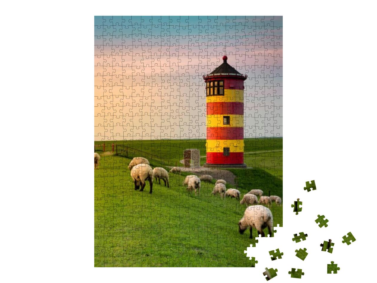 Puzzle 500 Teile „Ein schöner Leuchtturm an der ostfriesischen Küste“