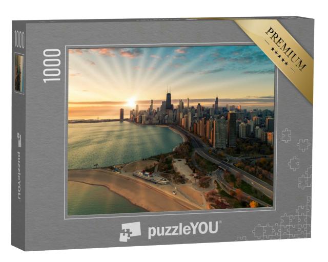 Puzzle 1000 Teile „Luftaufnahme von Chicago Downtown: Skyline“