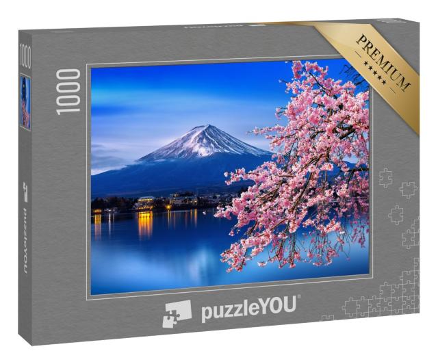Puzzle 1000 Teile „Kirschblüte am Fuji-Berg im Frühling, Japan“