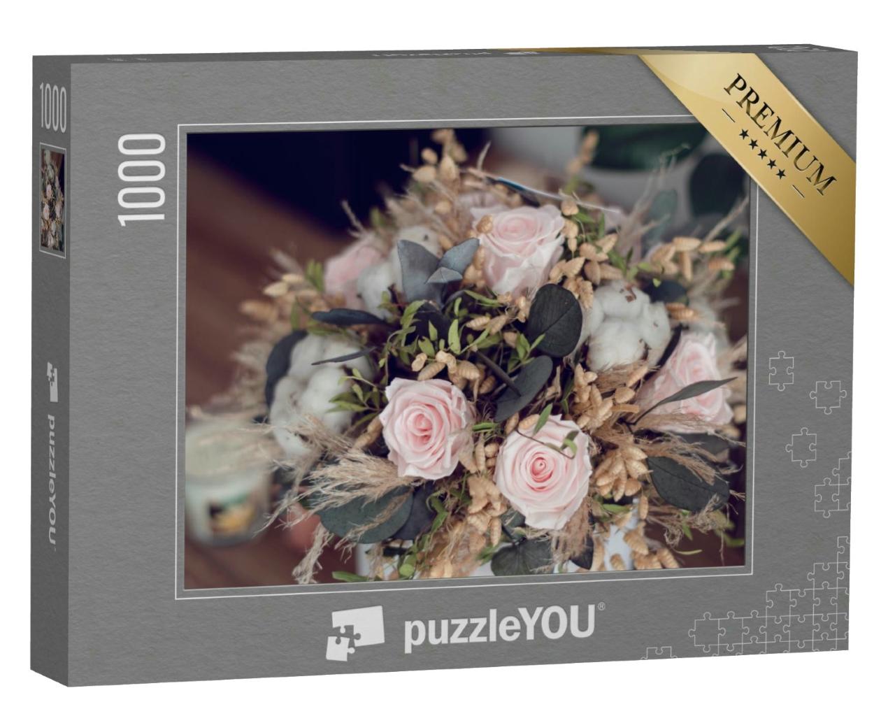 Puzzle 1000 Teile „Konservierte Rosen mit getrockneten Blumen“