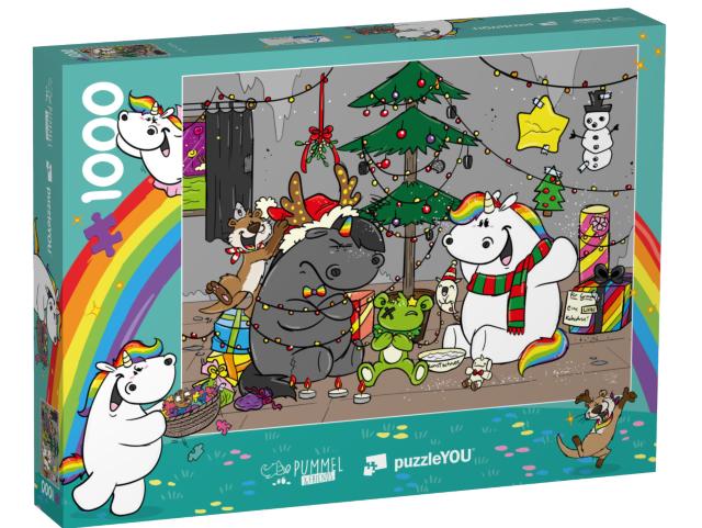 Puzzle 1000 Teile „Pummeleinhorn: Pummel & Friends - Grummel-Weihnachten“