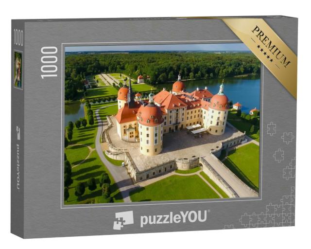 Puzzle 1000 Teile „Weitsicht: Luftaufnahme von Schloss Moritzburg und dem Schlosspark“