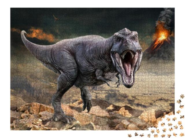 Puzzle 2000 Teile „3D-Illustration des Tyrannosaurus rex“
