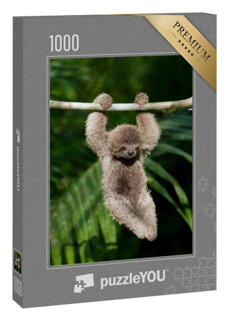 Puzzle 1000 Teile „Niedliches Faultierbaby schaukelt an einem Ast“