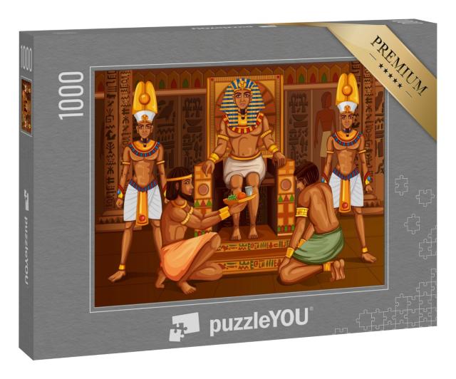 Puzzle 1000 Teile „Vektor-Design: Ägyptischer Pharao und sein Gefolge“