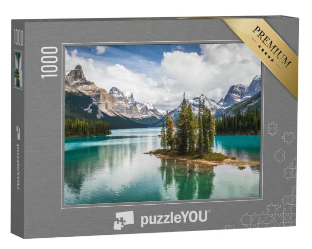 Puzzle 1000 Teile „Die berühmte Geisterinsel im Maligne Lake im Jasper National Park in Alberta, Kanada“