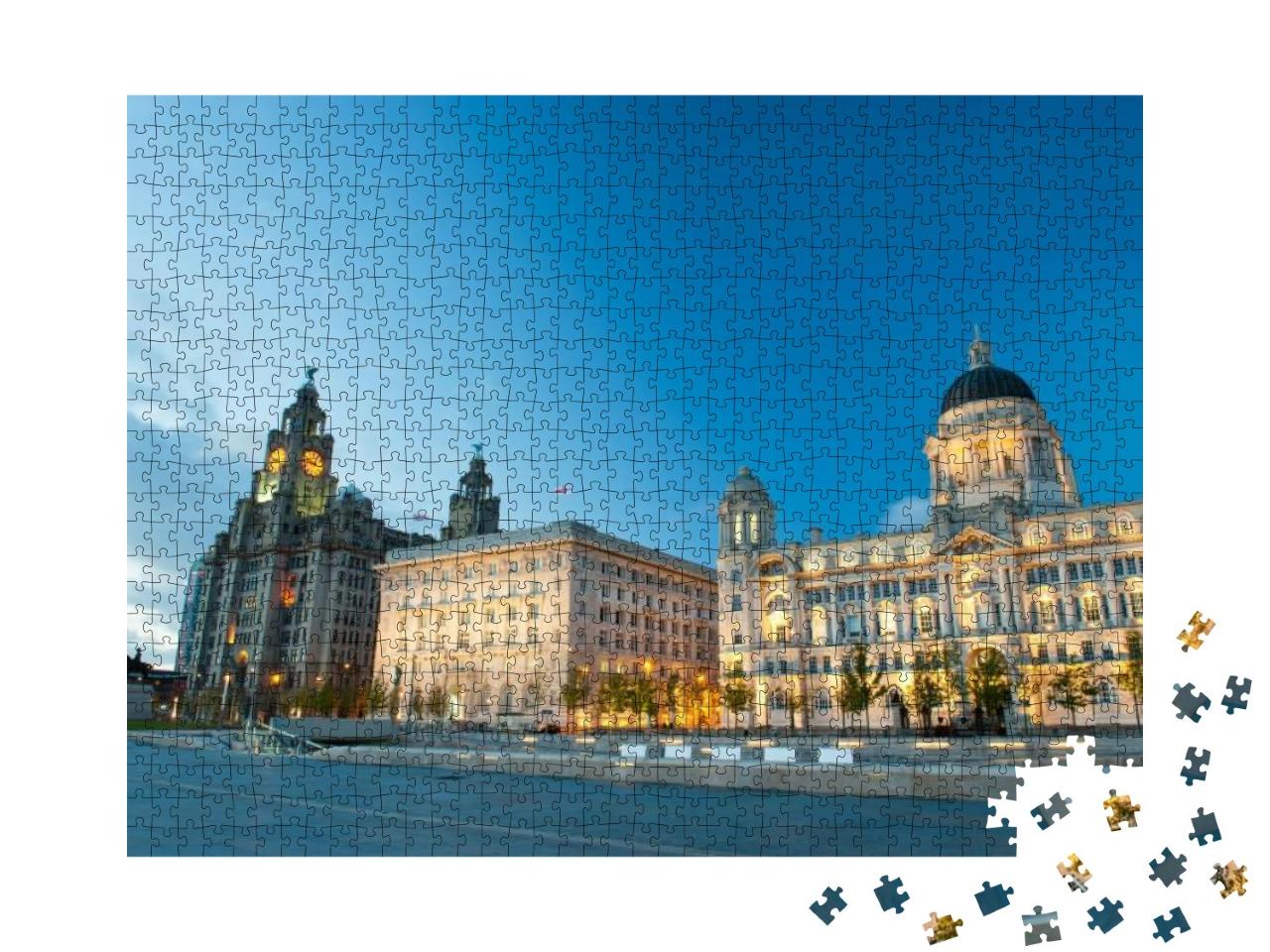 Puzzle 1000 Teile „Liverpool bei Nacht, England“