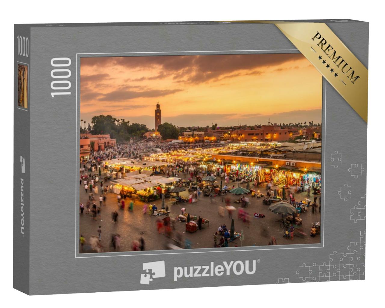 Puzzle 1000 Teile „Abendlicher Jamaa el-Fna-Marktplatz, Marrakesch, Marokko“