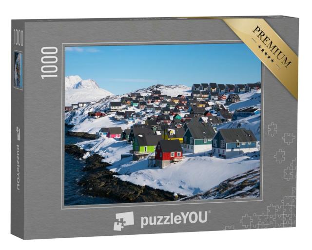 Puzzle 1000 Teile „Schöne bunte Häuser von Myggedalen, Nuuk, Grönland“