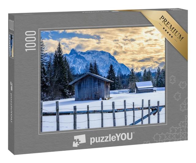 Puzzle 1000 Teile „Winterliches Karwendel- und Wettersteingebirge, Bayern“