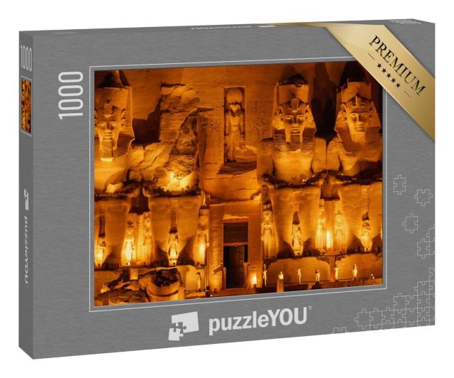 Puzzle 1000 Teile „Fotografie des Abu Simbel Tempels in der Nacht“