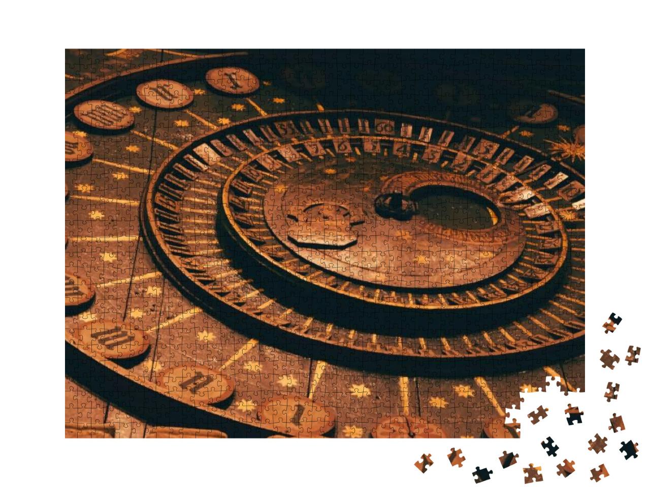 Puzzle 1000 Teile „Historische Uhr aus dem 13. Jahrhundert, die das geozentrische Weltbild darstellt“