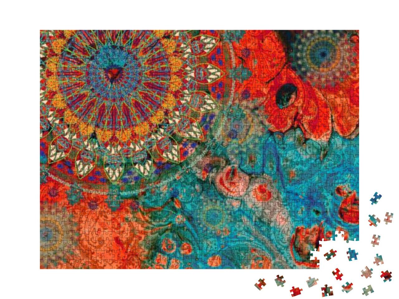 Puzzle 1000 Teile „Mandala-Vintage-Kunst in altem indischen und vedischen Design“