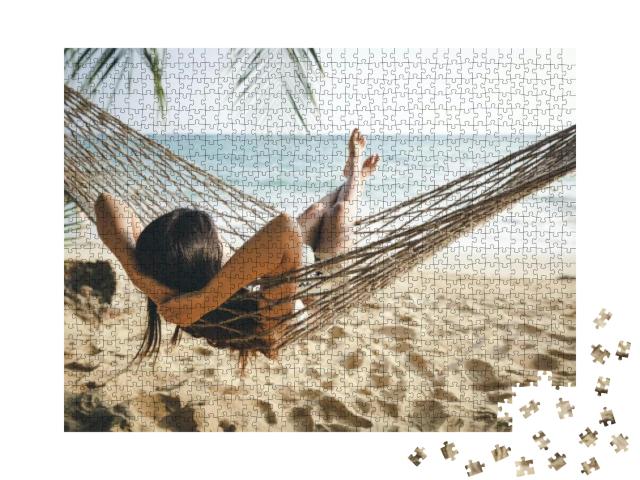 Puzzle 1000 Teile „Urlaubsfeeling pur: Entspannung in der Hängematte“