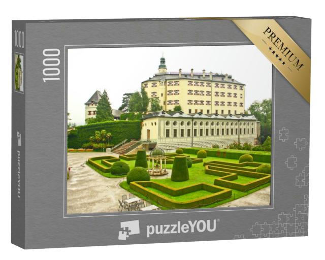 Puzzle 1000 Teile „Schloss Ambras mit Garten, Wahrzeichen von Innsbruck, Österreich“
