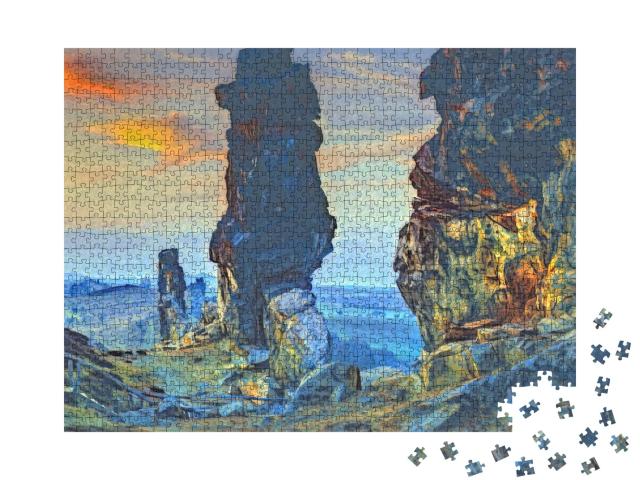 Puzzle 1000 Teile „im Stil von Paul-Cezanne - Teufelsmauer im Harz, Deutschland - Puzzle-Kollektion Künstler & Gemälde“