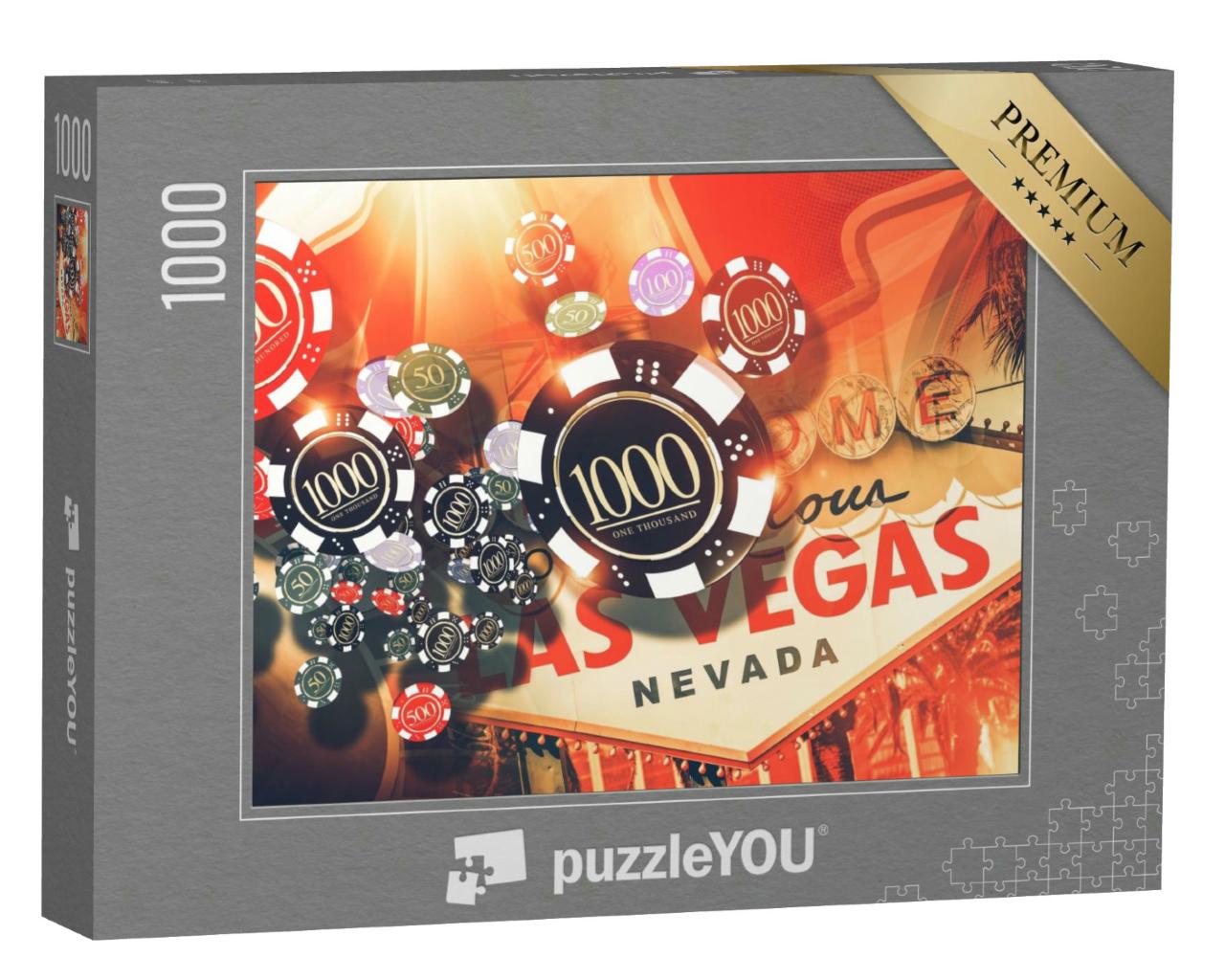 Puzzle 1000 Teile „Illustration: Glücksspiel in Las Vegas“