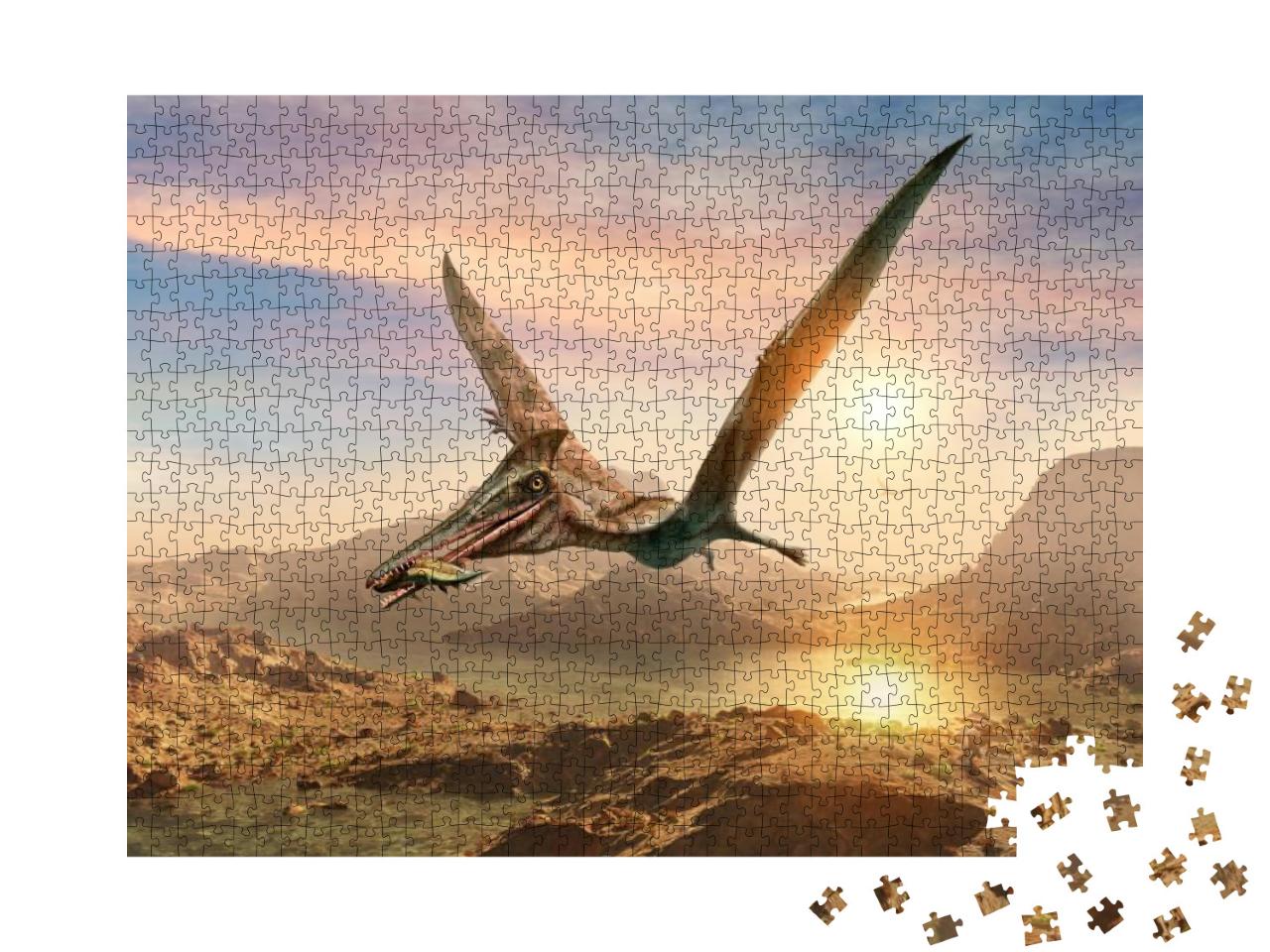 Puzzle 1000 Teile „Pterosaurier-Szene, 3D-Illustration“