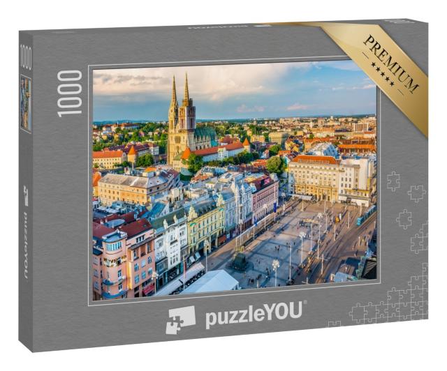 Puzzle 1000 Teile „Luftaufnahme der Hauptstadt von Kroatien, Zagreb“