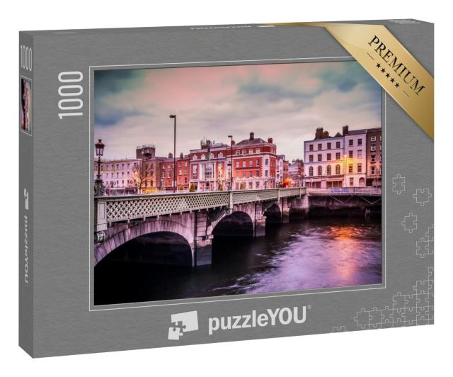 Puzzle 1000 Teile „Abendliche Grattan Bridge über dem Liffey, Dublin, Irland“