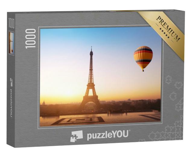 Puzzle 1000 Teile „Heißluftballon am Eiffelturm in Paris, Frankreich“