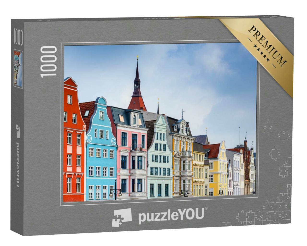 Puzzle 1000 Teile „Rostock, Deutschland Altstadt Stadtbild.“