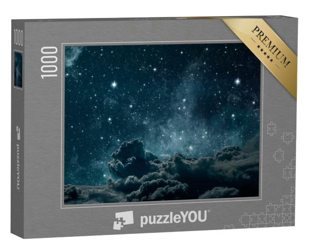 Puzzle 1000 Teile „Hintergründe des Nachthimmels mit Sternen, Mond und Wolken“