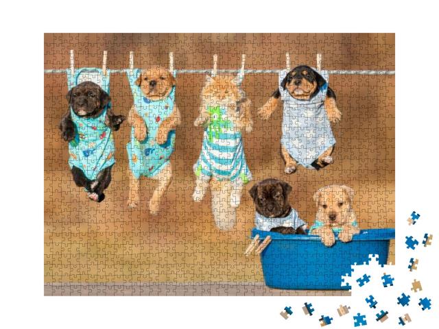 Puzzle 1000 Teile „Lustige Gruppe von Tierkindern“